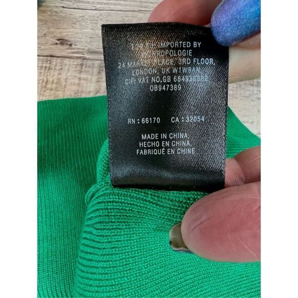 Ett:wa Anthropologie Green Ribbed Knit Sweater SMALL Preppy Yuppie Old Money - Picture 11 of 11